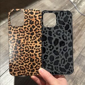 Leopard Print Phone Case Set - Brown and Black for iPhone 13 Pro Max